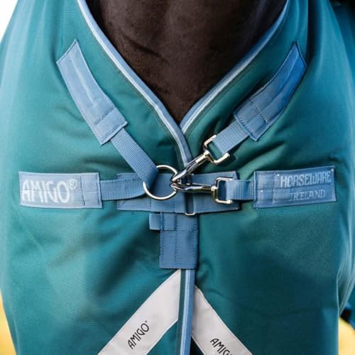 Image of Horseware Amigo Bravo 12 Plus Turnout 400g - Storm Green /Turquoise & Aqua & Blue, 66