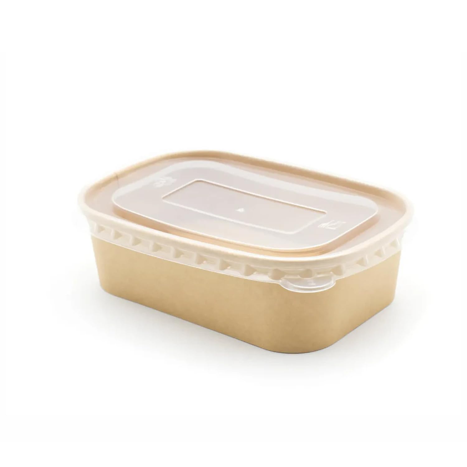 Reborn Packaging Disposable Kraft Paper Rectangular Food Containers PP Lid Takeaway Salad Box (50, 650ml (22oz) - Medium)