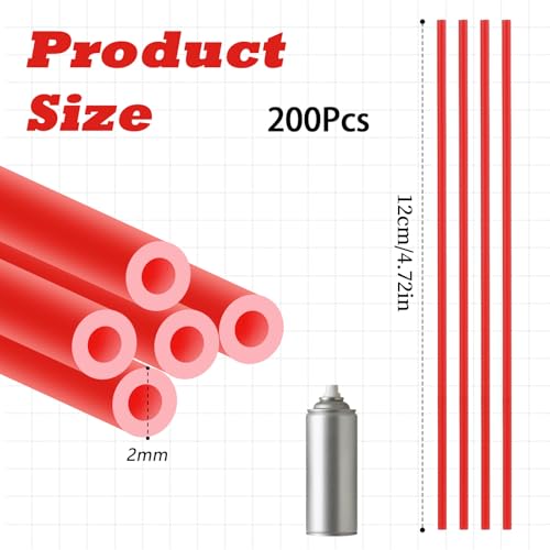200 pitillos rojos de plástico para aerosol 12 cm miniatura 2