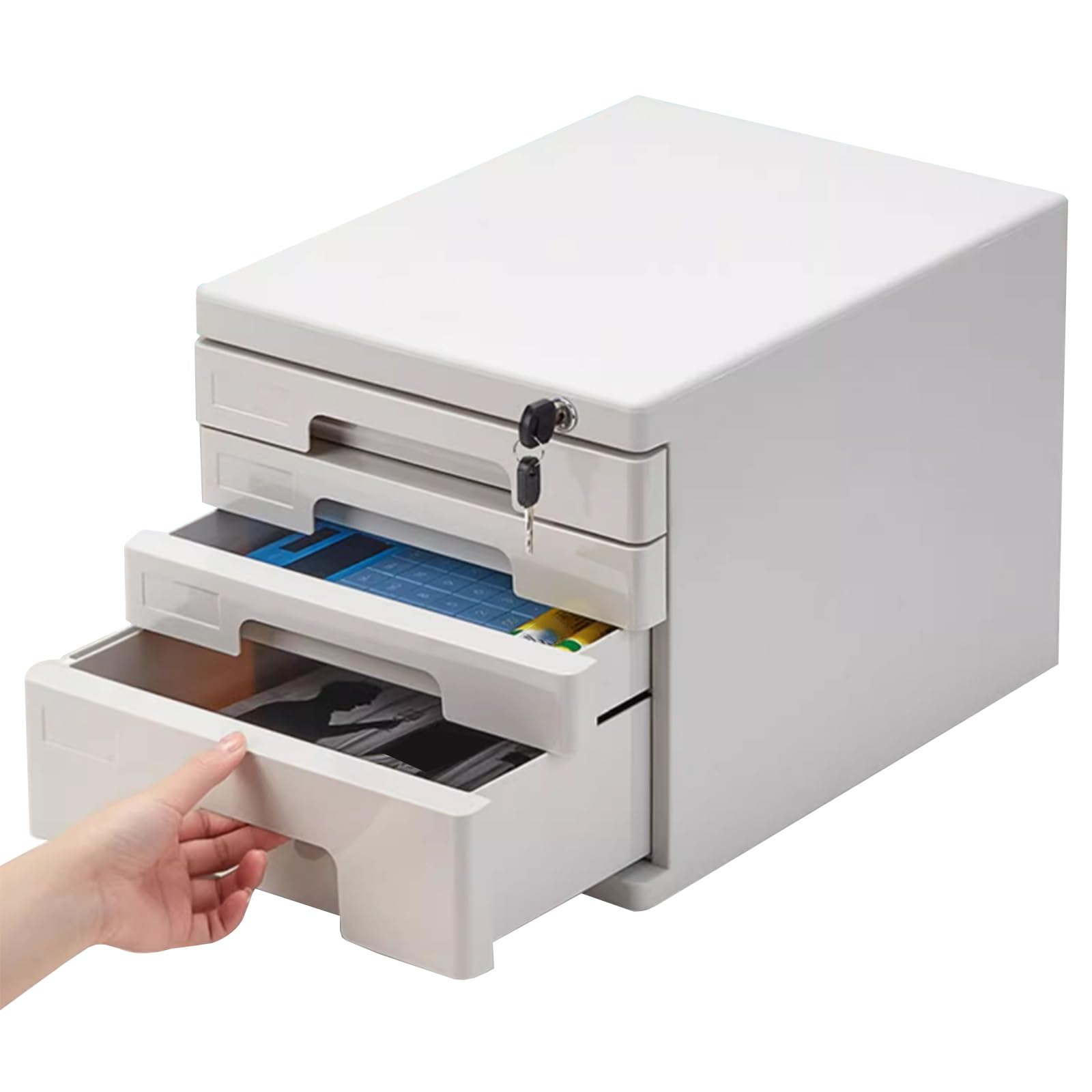 Armadietto portadocumenti con chiusura a 4 strati, organizer sicuro per documenti A4, documenti, posta e cancelleria, ideale per casa, ufficio, scuola, ospedale e magazzino