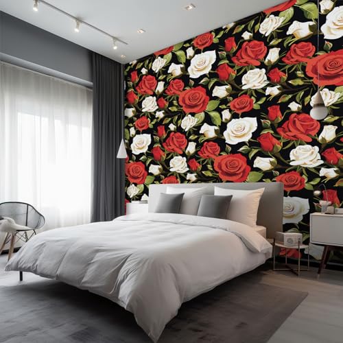 Papier peint rouge intissé pour masquer les défauts du salon - 4