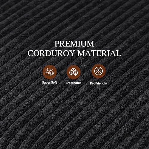 Sectional Couches for Living Room Cloud Couch with Ottoman, Upholstered Boneless Couches Modern Modular L Shaped Couch 3 Seater Sofa, No Assembly Required, Washable Covers, Black - Image 5