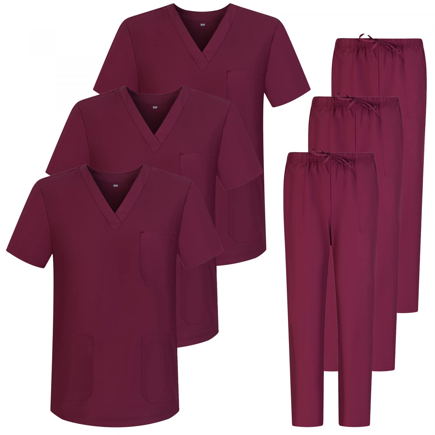 MISEMIYA - Packung * 3 Sets - Unisex-Hygieneuniform MEDIZINISCHE SANITÄREINHEITEN SANITÄRSETS 3-6801-6802 - XX-Large, Granat 68
