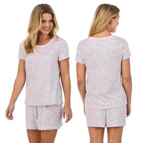 Image of Cuddl Duds 3 Piece Short Sleeve Capri Matching Lounge PJs Sets for Women | Cropped Capris Pants Boxer Shorts & Top, Sleepwear & Loungewear, Cute Sleep & PJ Set, Soft Lightweight & Breathable Pajamas
