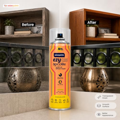Image of Asian Paints ezyCR8 Apcolite Spray Paint with Acrylic Quick Drying Clear Matte Finish Multi-Purpose Multi-Surface DIY Aerosol Can for Car Bike Home Metal Wood Furniture Walls and Art Craft (1Pc,400ml)