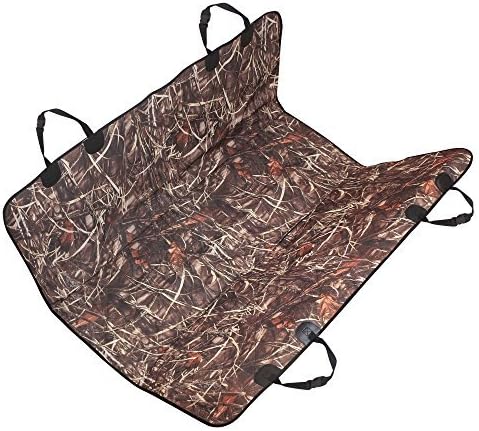 KIMHY Camo Dog Car Back Seat Cover for Pets, Waterproof Pet Seat Covers Hammock with Non Slip Anchors, Safety Belt Hole, Heavy Duty and Scratch Proof Bench Cover for Car, SUV, Jeep, Trucks