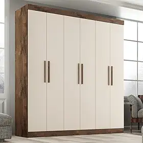 Guarda Roupa Casal Lisboa 6 Portas 2 Gav Chocolate/off White