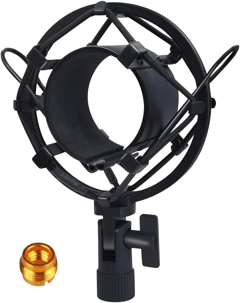 42-47mm Microphone Shock Mount with Metal Adapter Anti-Vibration High Isolation Metal Mic Holder Clip, Fits for Diameter of 42-47mm Microphone in Broadcasting, Recording, Etc. M