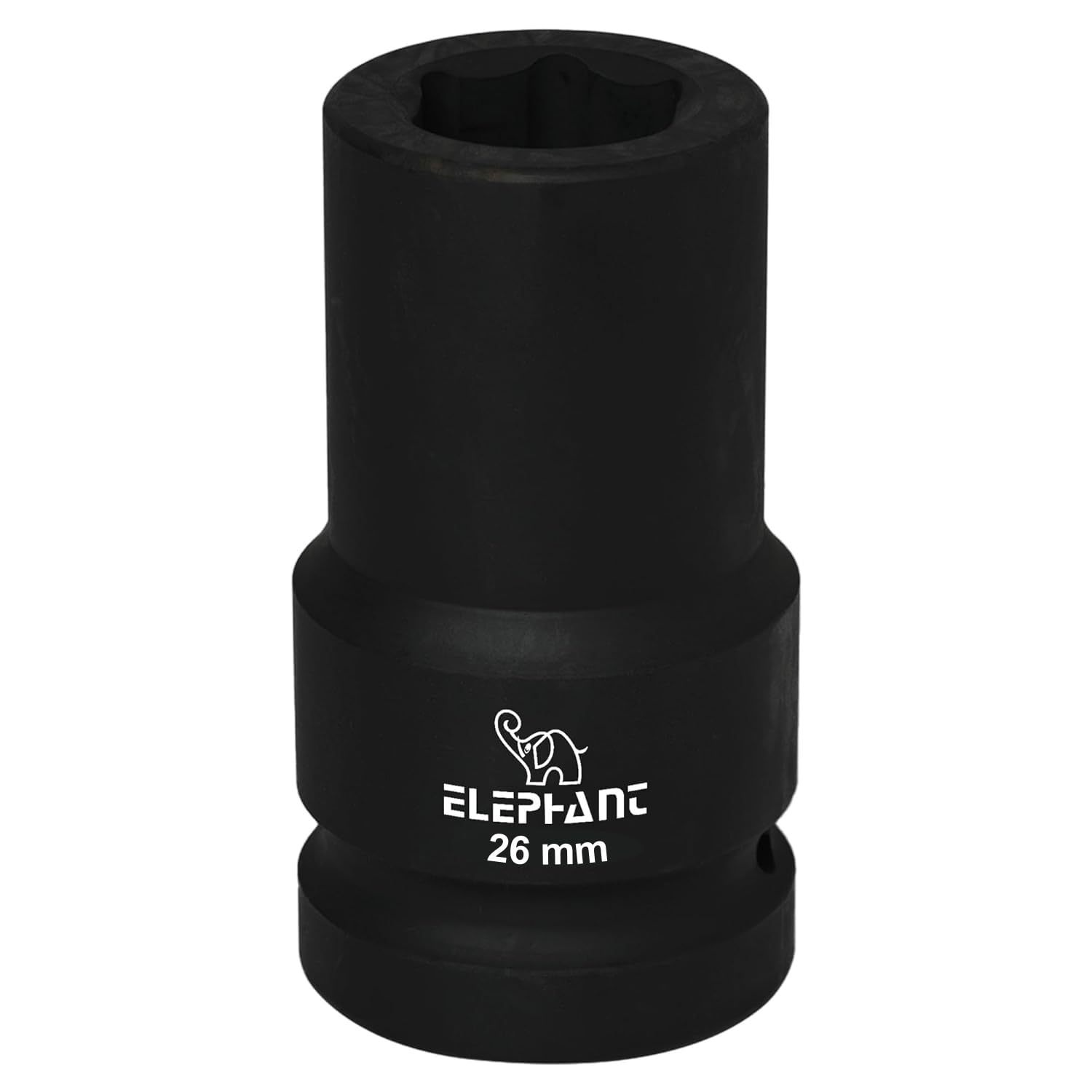 Elephant Metal 1 Inch Square Drive STD Impact Socket 6-Point 90 mm Length 26 mm Size 2