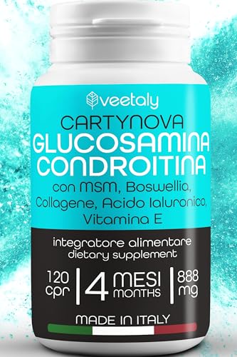 #Commissioniguadagnate<br>Glucosamina Condroitina MSM - Integratore Articolazioni e Cartilagine Ginocchio con Collagene Acido Ialuronico Vitamina E Boswellia - 4 Mesi 120 cpr