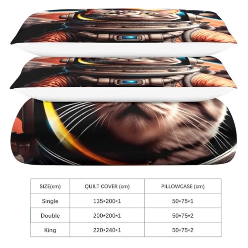 Ensemble de literie chat 3D King en microfibre premium haute densité