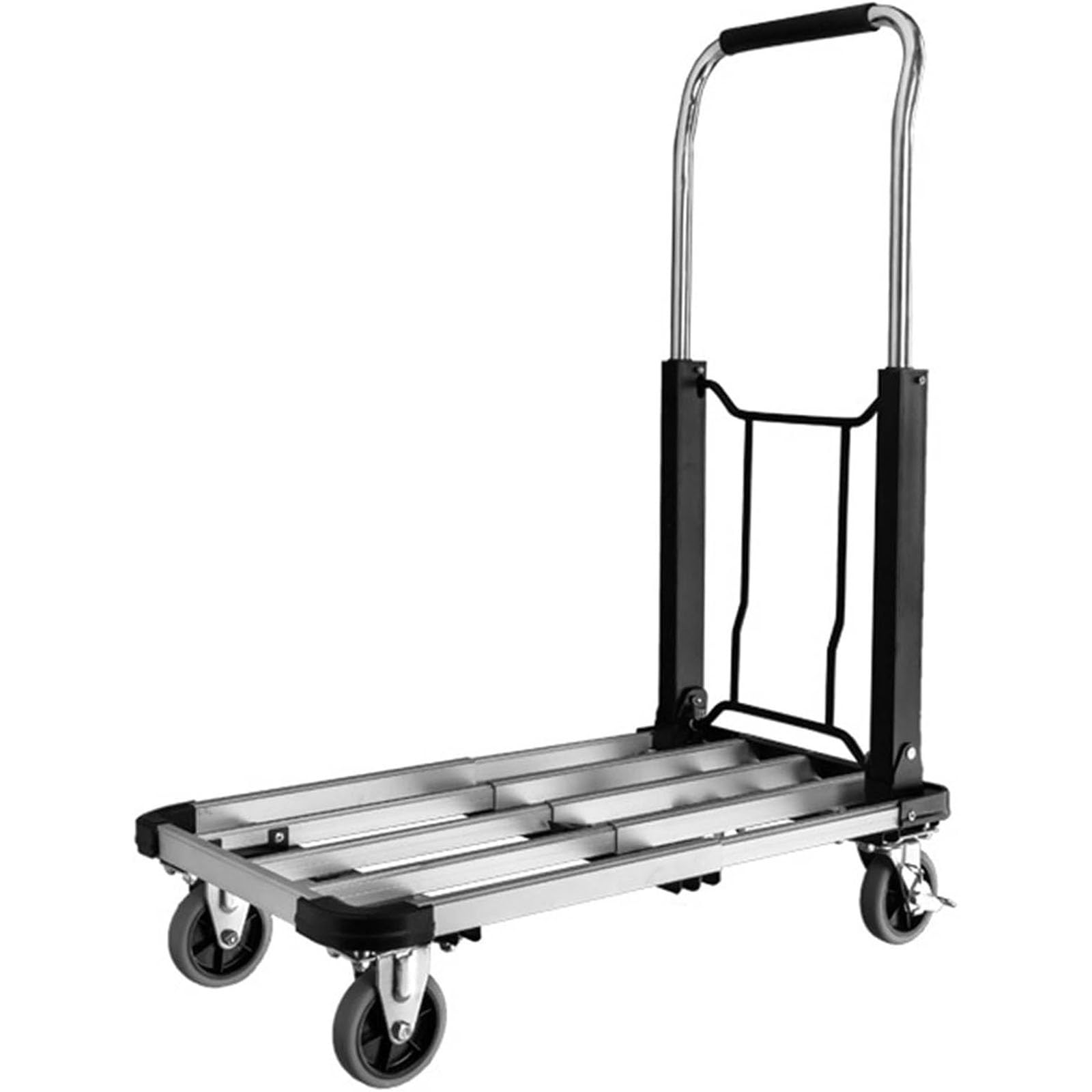 Carro De Plataforma Carro De Mano Plano Carro De Empuje En Diseño De Panel De Aleación De Aluminio con Capacidad De Carga De 150 Kg Carro Móvil con Carro De Empuje Y Rueda De Freno