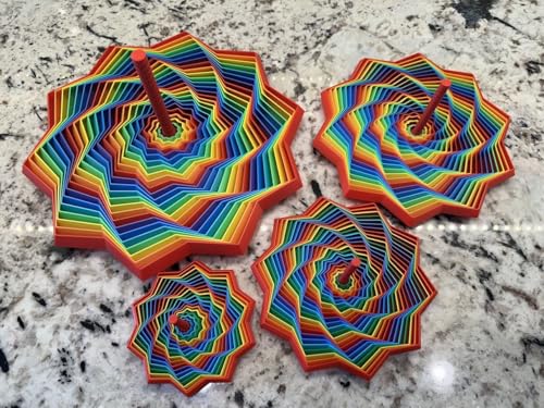 Image of Expanded Sensory Fidget Star with Handle - Visually Captivating and Satisfyingly Noisy! (True Rainbow, Extra Large)