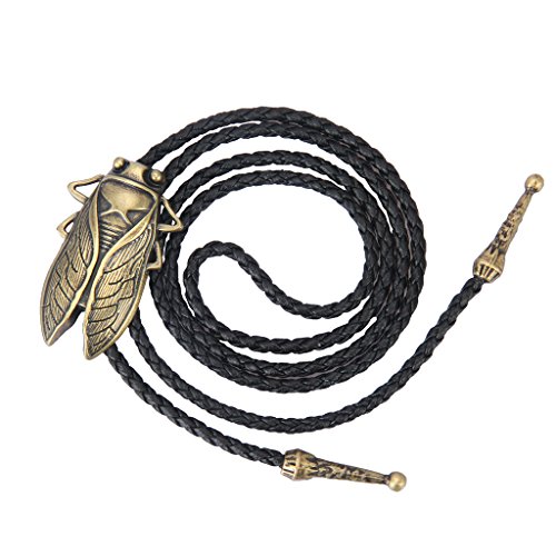 Gold Bolo Tie Cowboy Necklace Leather Necktie Cicada Vintage Bolo Tie Rodeo Western Necklaces For Men, Women #TOP6