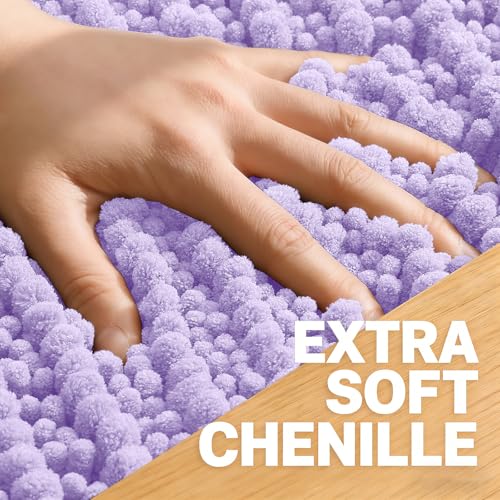 Image of OLANLY Long Bathroom Rugs Runner 70x24, Thick Soft and Absorbent Chenille Bath Mat, Non-Slip, Machine Washable Quick Dry Bath Rugs for Tub Shower Floor, Home Decor Accessories, Lavender