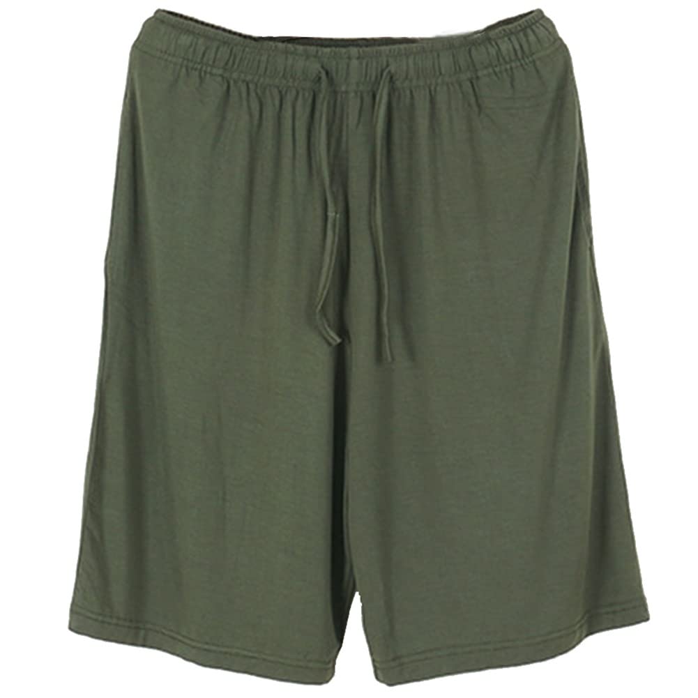 Simiduneur Men's Army Green Lounge Wear Shorts Nightwear Super Soft Comfy Model Pyjama Bottoms With Pockets,,5Xl