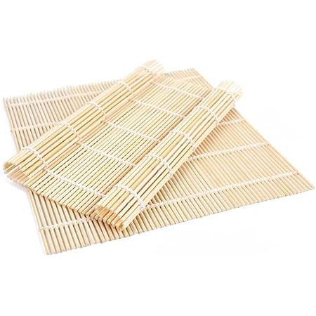 2 Pack Bamboo Sushi Rolling Mat,Sushi maker, Sushi roll maker (9.5" x 9.6") (white1)