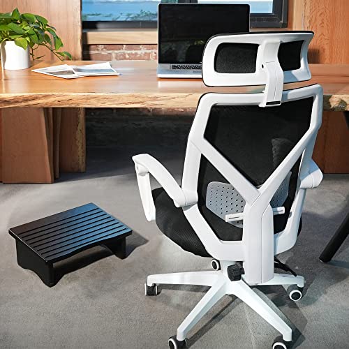Consdan Foot Rest, Ergonomic Footrest For Under Desk At Work, Nursing Foot Stool, Natural Solid Wood Non-Slip Slanted Top Foot Stool For Office/Standing Desk (Black Color) #TOP2