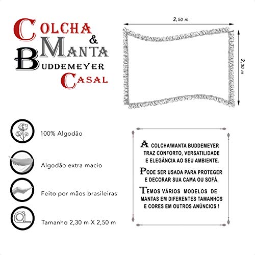 Colcha Buddemeyer, In Design, Casal, com Franja, Cinza, Buddemeyer, 100% Algodão, Cinza, In Design