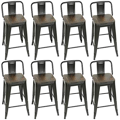 8 Taburetes Altos, Silla de Bar con Respaldo,...