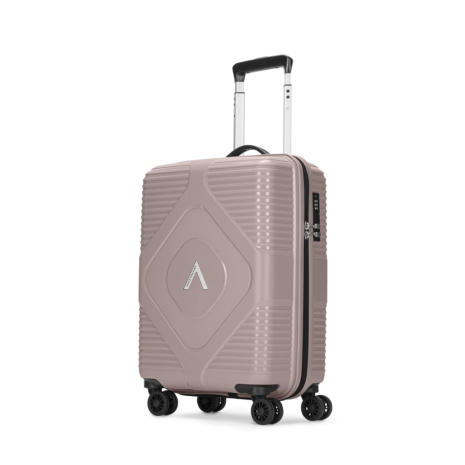 Crystal Cabin Trolley Bag 55cm | Small Hard Luggage | 8-Wheel Suitcase for Travel | Combination Lock with Anti-Theft Zipper | Polypropylene | 3 Years International Warranty (Pink)