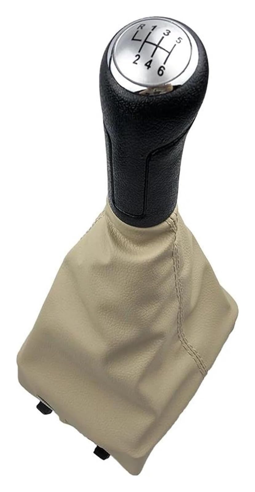 Jsrvqkms One Color Car Gear Knob For Vw For Polo 9N 9N2 9N3 2001-2009 Car Gear Shift Knob Lever Shifter Gaiter Boot Cover(6 Speed Beige Sliver)