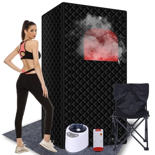 Portable Sauna Box for Home - Steam Sauna Tent for Relaxation - Indoor Personal Sauna for Health Benefits and Ease Muscle Tension, with Steamer, Folding Chair - 34