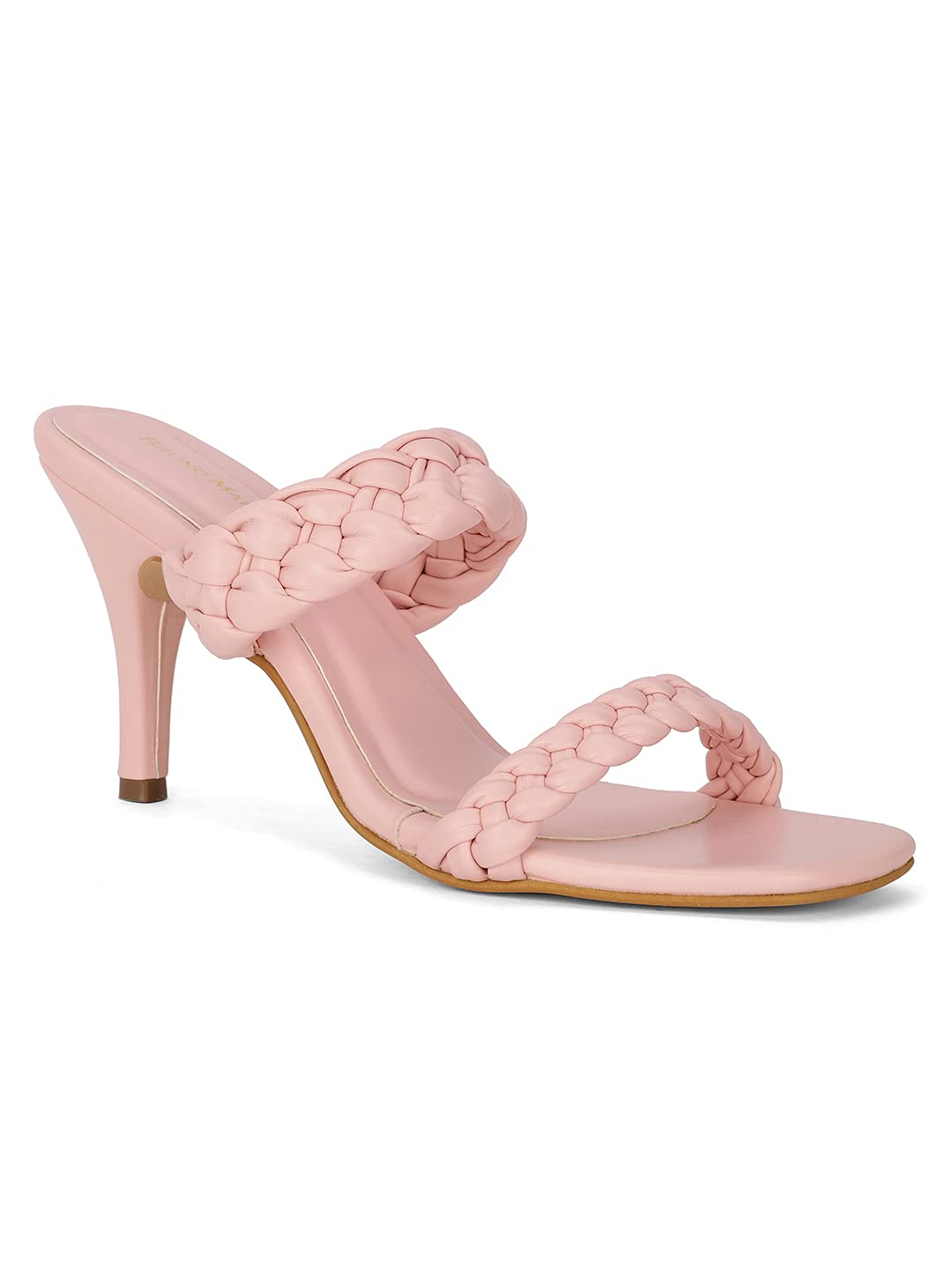 Bruno Manetti Womens Pink slipon back open heels with two strap woven Sandals (B09FT5DVCZ) Amazon Price History, Amazon Price Tracker