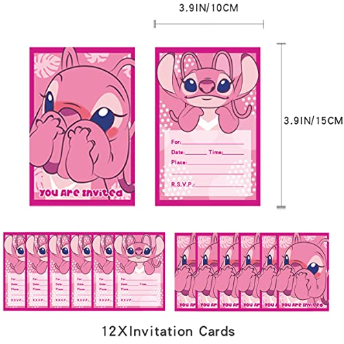 Stitch Carte Dinvitation - simyron 12 pcs Angel D'invitation Amusantes pour Enfants dans Un Set pour Fêtes Stitch D… - Image 3