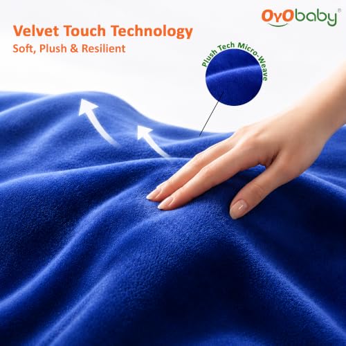 Image of OYO BABY Maternity Pillow Bundle for New Moms | Plush Velvet Pregnancy and Nursing Pillow Set | 4-Piece Adjustable Body Pillow for Belly, Back and Hip Support - Royal Blue
