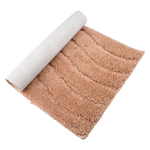 Image of Kuber Industries Embroidery Door Mat for Entrance | Water-Absorbing and Comfortable Floor Mat for Bedroom and Kitchen | Waves Shape | Light Brown