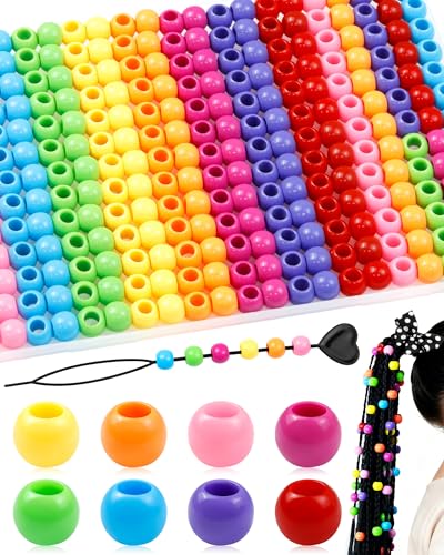 FIVEIZERO 260PCS Large Hole Hair Beads, 10x12mm Acrylic...