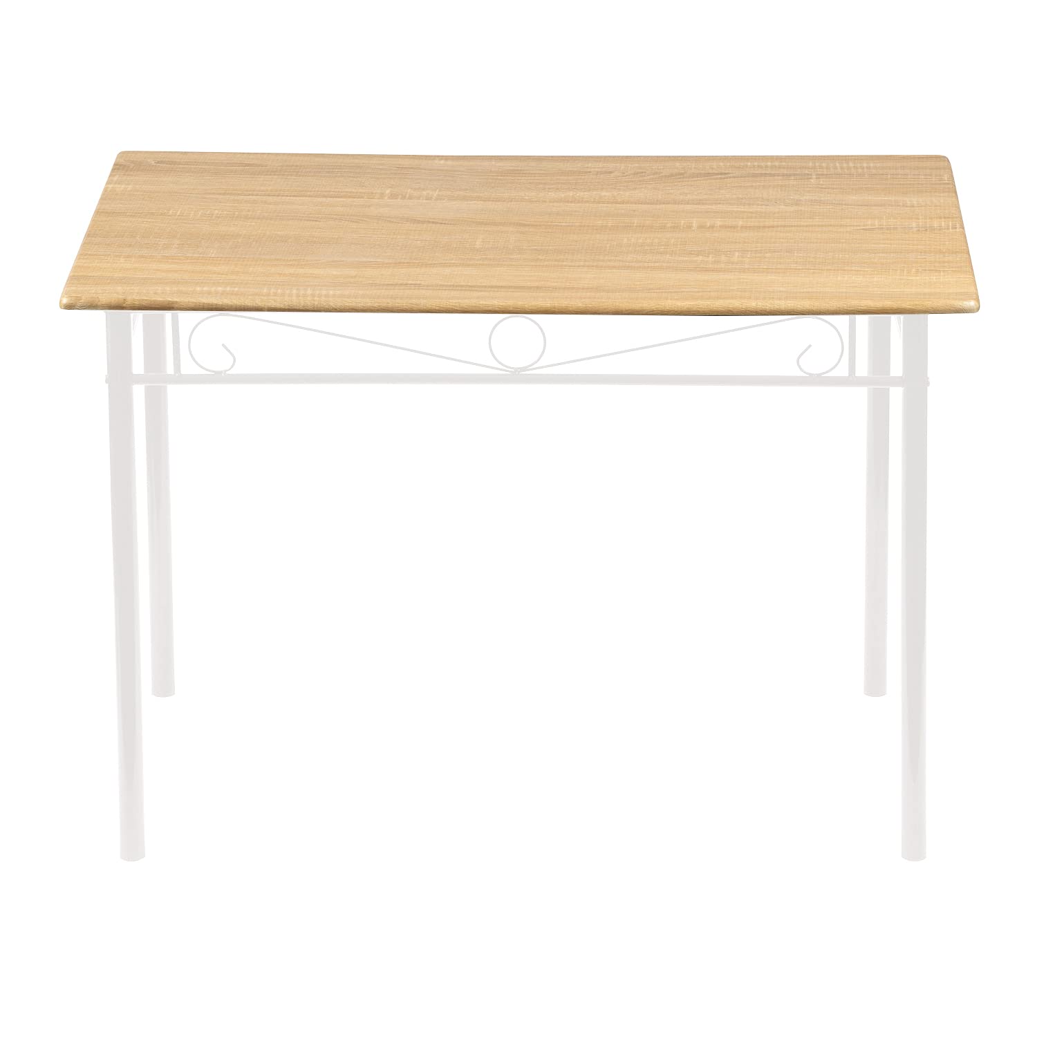 Tavolo da Pranzo con 4 Sedie, Moderno Venature di Faggeto Set Sala da Pranzo, Gamba in Metallo Bianco, Adatto a sala da Pranzo, Cucina e Soggiorno