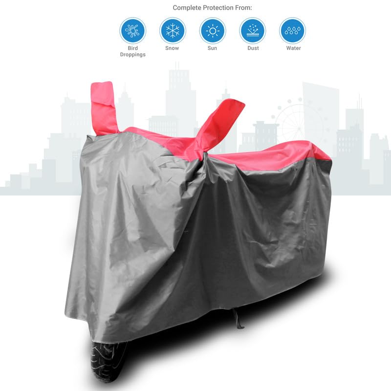 Image of Teenox Scooter Body Cover Compatible with Honda Dio 125 H-Smart Scooter Bike Rain Sun Heat UV Ray Dust Protection Cover - Gray&Red