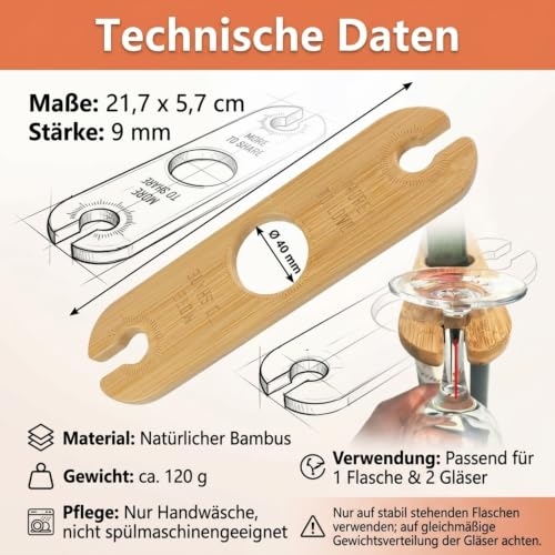 Foto von IUSOT Weinbutler Weinglashalter Holz Weinflaschenhalter für 2 Gläser Flaschenhalterung Stehend Weinregal Garten Picknick Zubehör Weinliebhaber Geschenke Bambus Deko Accessoire