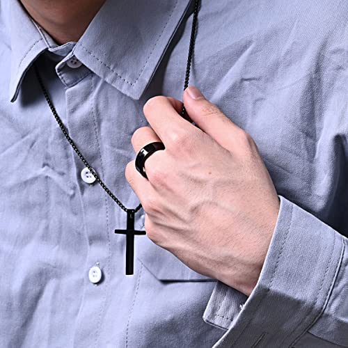 Yomlry Titanium Stainless Steel Anxiety Ring Fidget Spinner Ring Cross Rotating Ring Stress Relieving Ring For Men Women Size 6-12-Black Size6 #TOP5