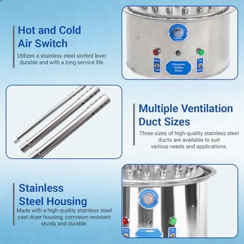 Electric Lab Drying Rack, Multi-Hole Airflow Dryer for 30 Tubes & Beakers, Temp Control 40-120℃, Efficient 220V Lab Equipment, Ideal for Laboratory Use