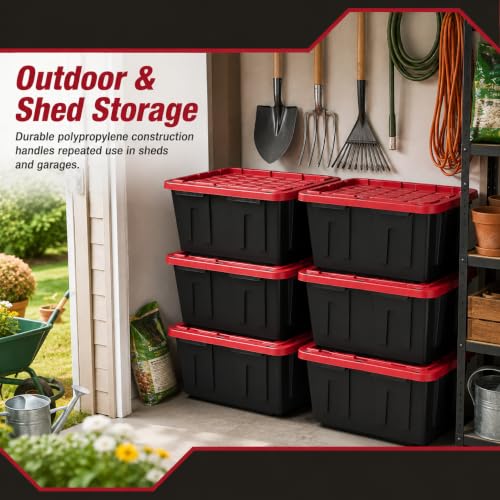 Image of (6-Pack) 27 Gal Stackable Storage Bins with Locking Lids, Garage & Basement