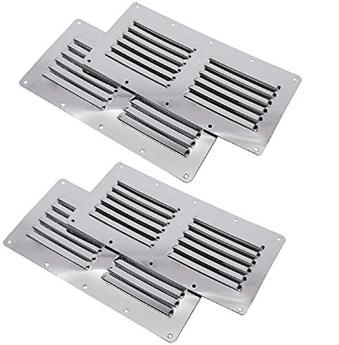 YaeMarine Lüftungsgitter aus Edelstahl, 11,4 x 22,9 cm, rechteckig, für Boot, Boot, Yacht, 4 Stück Cover