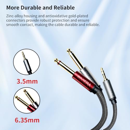 Cable de audio 3.5mm a dual 6.35mm 6 m miniatura 6