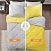 Comfort Spaces Vixie Reversible Comforter Set - Trendy Casual Geometric Quilted Cover, All Season Down Alternative Cozy Bedding, Matching Sham, Grey/Yellow, Full/Queen 3 piece