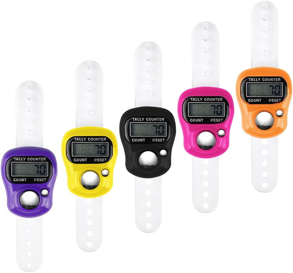 Gvolatee Finger Counter 5pcs, Digital Electronic LED Finger Counter, Mechanical Handheld Clicker