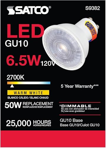 Miniatura 7 de Satco S9382-6.5 vatios MR16 LED; 2700 K; ángulo de haz de 40 grados; base GU10; 120 voltios (6 bombillas)