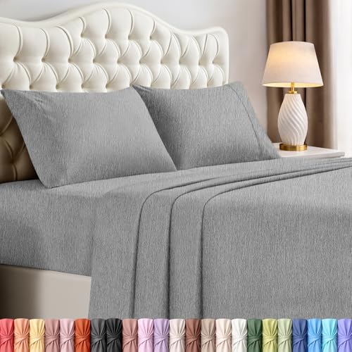 Image of Utopia Bedding King Sheet Set - 4 Piece Bed Sheets for King Size Bed, Soft and Breathable Microfiber, Includes 1 Fitted Sheet, 1 Flat Sheet and 2 Pillowcases (Heather Grey)