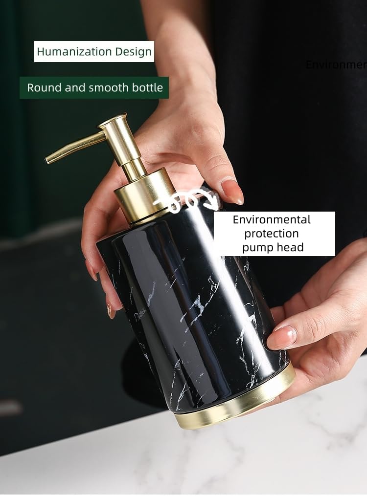 5-Piece Marble Pattern Bathroom Accessories Set with Soap Dispenser, Toothbrush Holder, Tumbler, Soap Dish, White, Silver, Rose Gold, Black Options