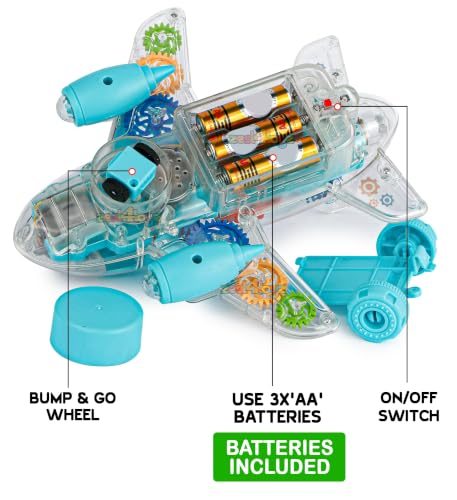 Image of Zest 4 Toyz Musical Aeroplane Toy for Kids with Lights & Sound Toy Bump & Go Action Gear Plane Toy Musical Toy for Kids Toys for Boys & Girls (Pack of 1) Battery Included