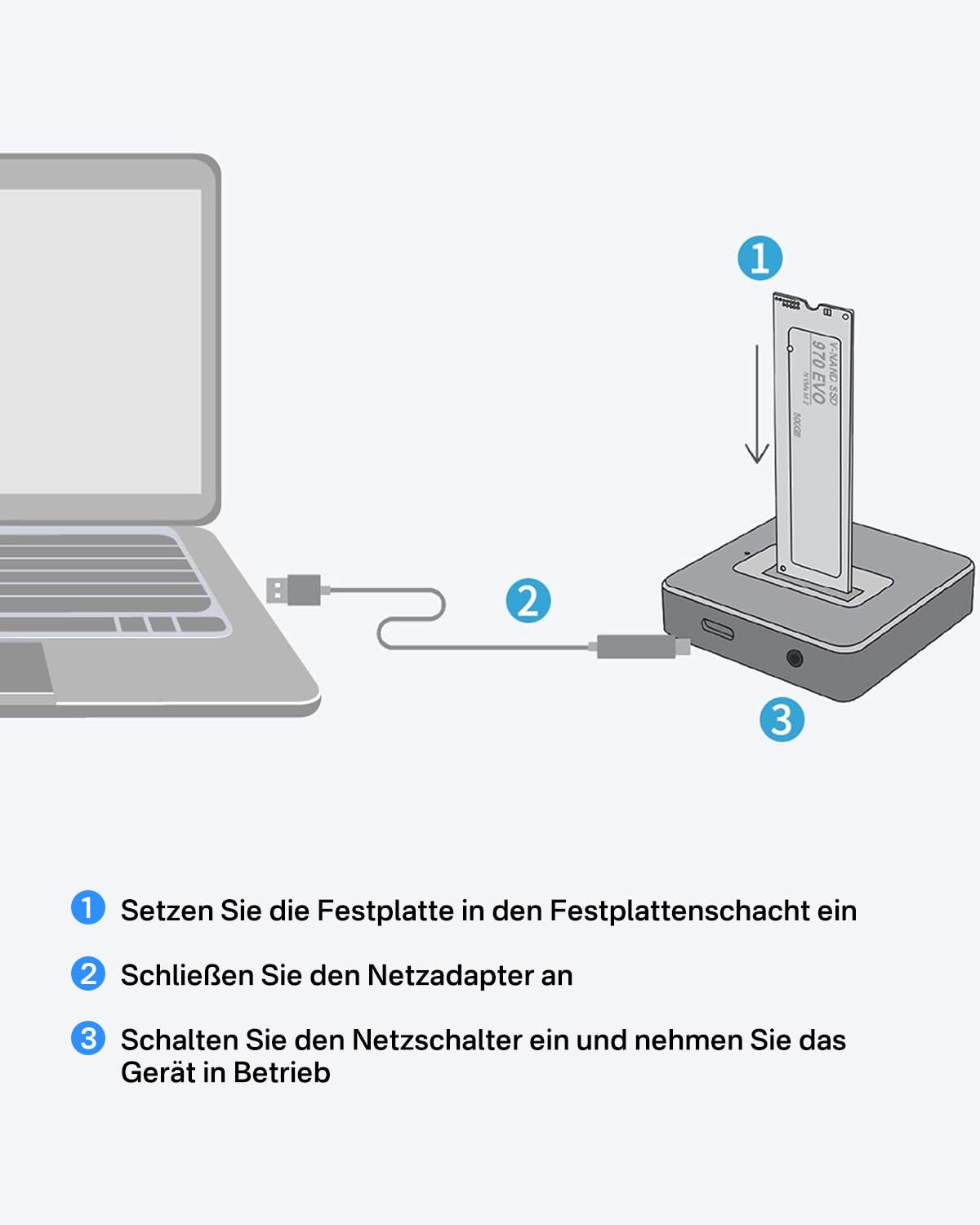 ACASIS AC-M04 M.2 NVMe & SATA SSD Gehäuse – 10 Gbps USB-C Docking Station , M.2 USB Adapter – Unterstützt M.2 NVMe SSD M-Key und SATA-basierte SSD M Key&M+B Key