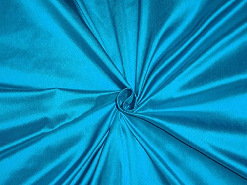 Tissu Dupioni pure soie bleu turquoise au mètre 54 pouces de large