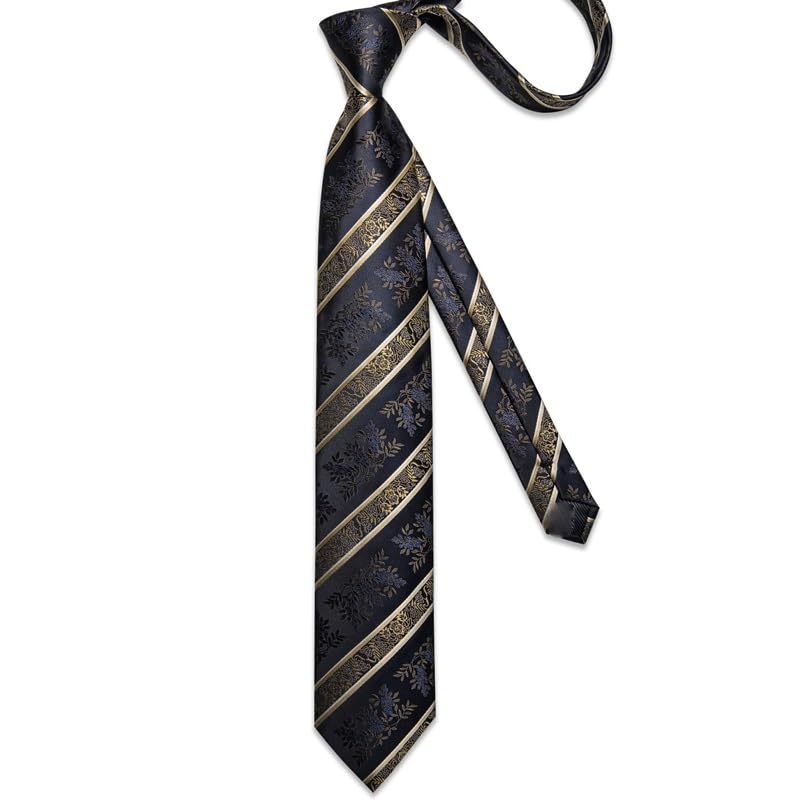 Conjunto de corbatas de seda con rayas retro para hombre miniatura 3
