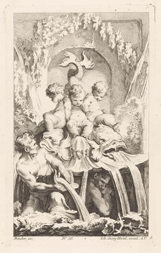 Peinture Pour Décoration Salon fontaine avec putti pour habiller un mur vide avec élégance